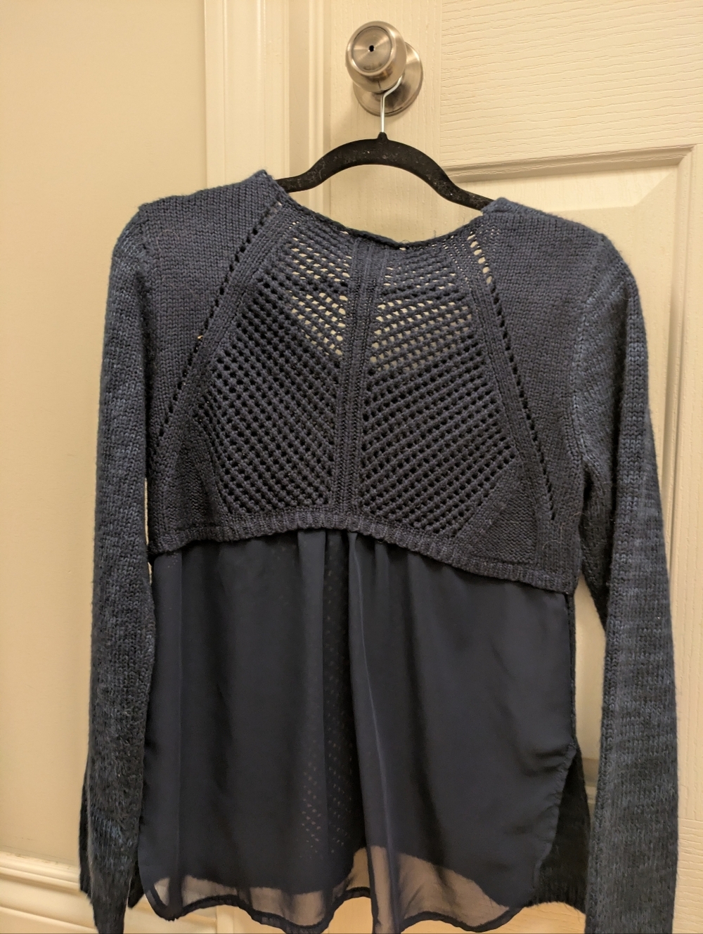 Devoted Navy Scoop-Neck Open-Weave sweater - Picture 2 of 3